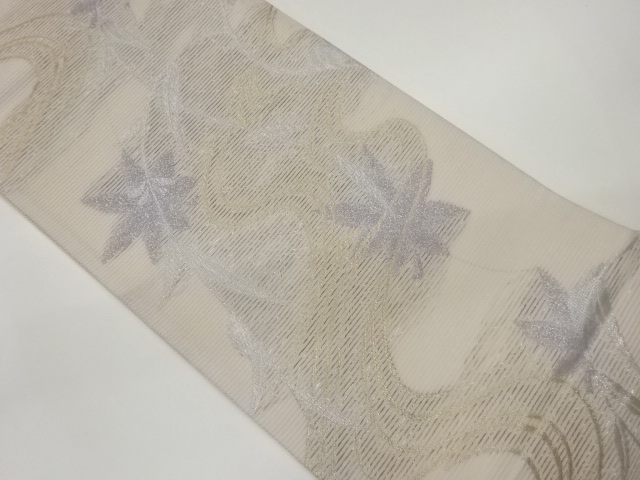 JAPANESE FUKURO OBI / FOR SUMMER / WOVEN FLORAL PLANTS